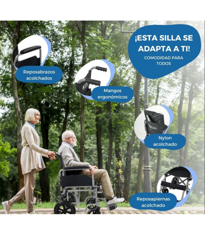 MOBICLINIC SILLA DE RUEDAS NO AUTOPROPULSABLE MARSELLA ASIENTO 46 CM