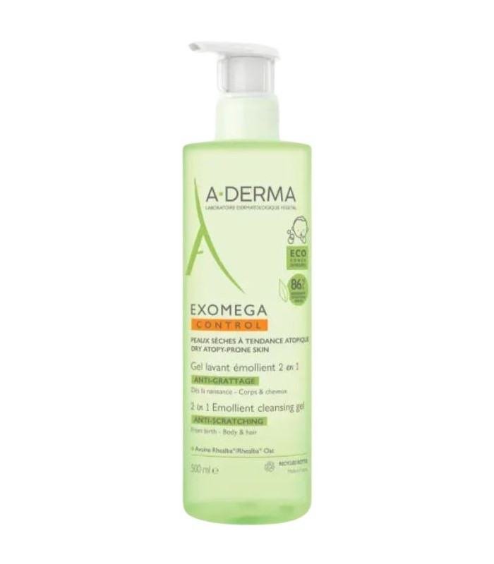 A-DERMA EXOMEGA GEL CHAMPU LAVANTE EMOLIENTE 2 EN 1 ANTI-IRRITACION