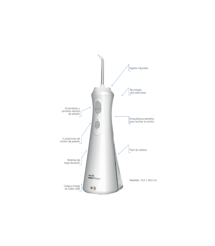 WATERPIK IRRIGADOR BUCAL INALAMBRICO WATERFLOSSER CORDLESS PLUS WP-490 BLANCO