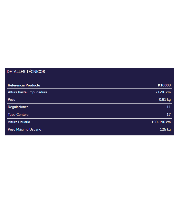 KMINA MULETA ADULTO ACOLCHADA ALUMINIO COMFORT PLUS NEGRO CONTERA ANCHA K10003 (1 UNIDAD)