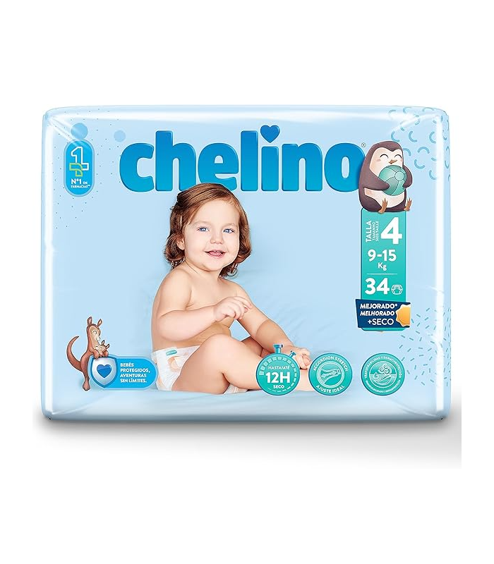 PAÑAL INFANTIL CHELINO FASHION & LOVE T-4 (9 - 15 KG) 36 PAÑALES