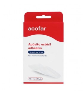 ACOFAR APOSITO ESTERIL TEJIDO SIN TEJER ADHESIVO 10 APOSITOS 7.2 X 5 CM