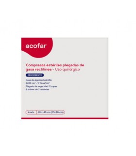 ACOFAR GASA ESTERIL ALGODON HIDROFILO COMPRESAS 60 X40  6 U
