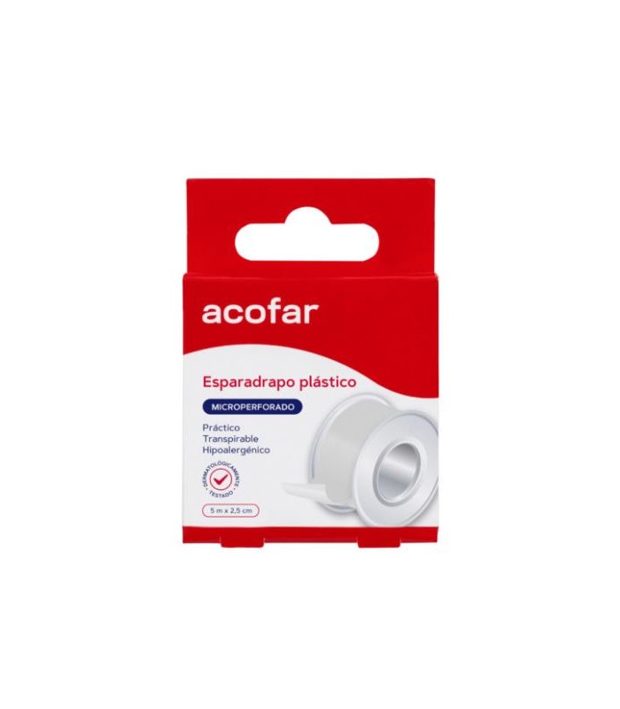 ACOFAR ESPARADRAPO MICROPERFORADO PLASTICO BLANCO 5 X 2.5 CM