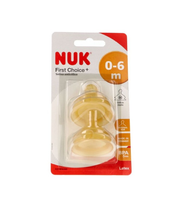 NUK FIRST CHOICE+ TETINA ANTICOLICO LATEX 0-6M ORIFICIO TAMAÑO M (3 TETINAS)