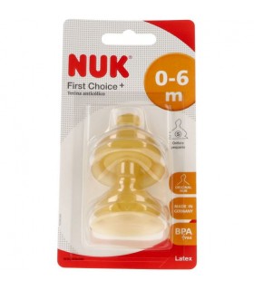 NUK FIRST CHOICE+ TETINA ANTICOLICO LATEX 0-6M ORIFICIO TAMAÑO S (3 TETINAS)