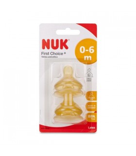 NUK FIRST CHOICE+ TETINA ANTICOLICO LATEX 0-6M ORIFICIO TAMAÑO L (3 TETINAS)